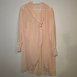 Lorraine Light Pink Lace Asymmetrical Vintage Lingerie Robe